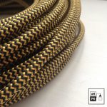 fil-electrique-recouvert-tissus-colore-motifs-zigzag-noir-or-3